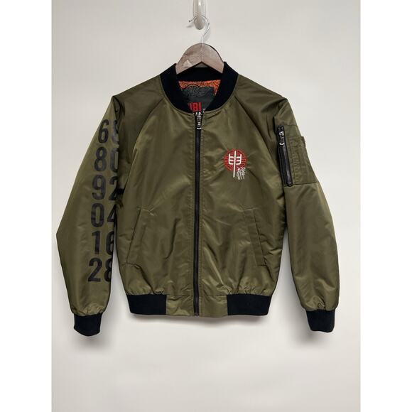 Bibisama Zodiac Monkey Olive Green Bomber Jacket XS-S Embroidered Streetwear - Picture 5 of 16